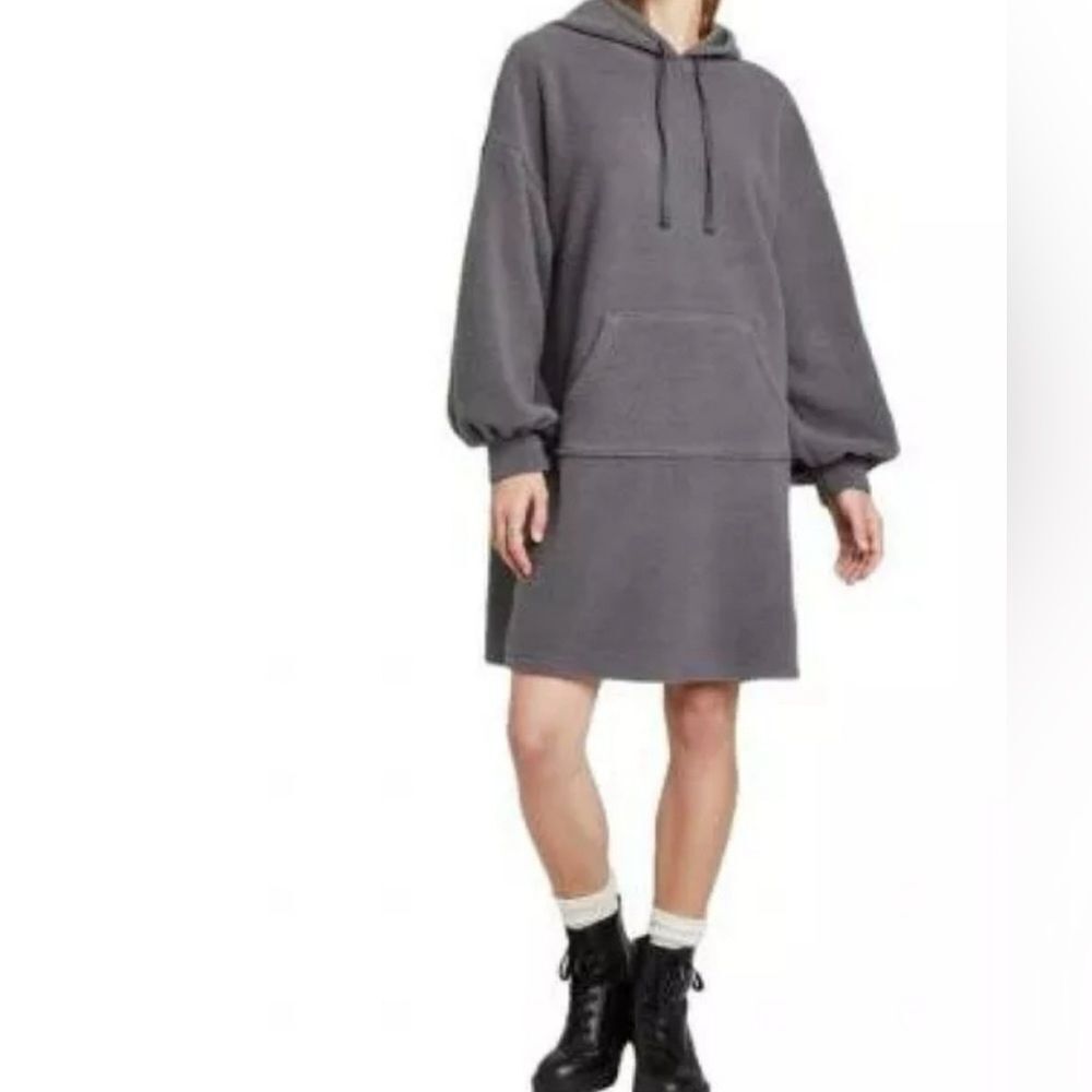 Wild Fable Sherpa Hoodie Dress Gray L